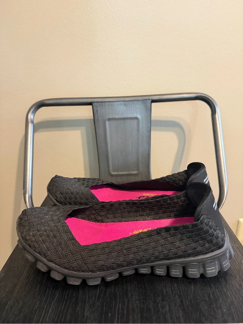 Skechers EZ Flex 2 Black Woven Memory Foam Flats 7